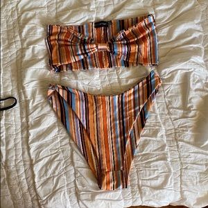 Striped Strapless Bikini
